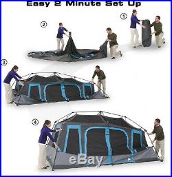 10-Person 2 Room Dark Rest Instant Cabin Tent Polyester Steel Outdoor Shelter