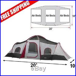 10 Person 3 Room Family Cabin Pop Up Camping Tent Separate Sleeps 10 NEW