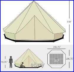 10-Person Yurt Tent Glamping Bell Tent with Spacious Interior Breathable W