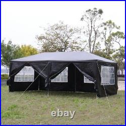 10' X 20' Waterproof Canopy Wedding Camping Party Tent 6 Removable Walls Black