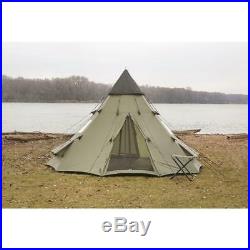 10'x10' Teepee Camping Tent Family Outdoor Sleeping Dome With Carry Bag