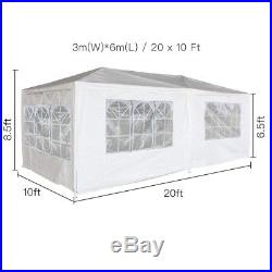 10'x20'/10x30' White Outdoor Canopy Gazebo Wedding Party Tent with 8 Window Walls