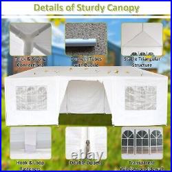 10 x 30 FT Garden Party Event Tent for Gatheration Capony with 8 Sidewalls White