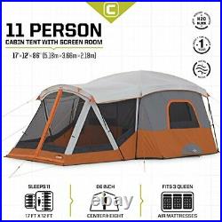 11 Person Family Cabin Tent with Screen Room Orange