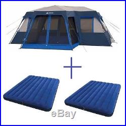 12 Person Family Instant Tent Hiking Camping Outdoor Cabin WITH 2 Queen Air BEDS