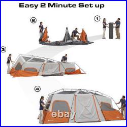 12 Person Instant Cabin Tent Family Camping with Integrated LED Lights 3 Rooms