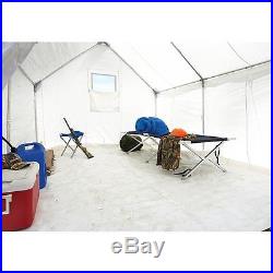 12 X 10 Canvas Wall Tent Bundle with Floor, Frame, & Outdoor Wood Stove Camp Cabin