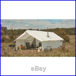 12' x 18' Canvas Wall Tent Bundle with Floor, Frame, Stove, Mesh, Rainfly & Porch