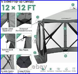 12x12ft Pop up Gazebo Screen Tent Screen House for Camping Outdoor with Sidewall