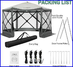 12x12ft Pop up Gazebo Screen Tent Screen House for Camping Outdoor with Sidewall