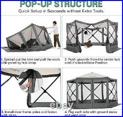 12x12ft Pop up Gazebo Screen Tent Screen House for Camping Outdoor with Sidewall
