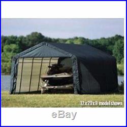 12x28x8 Peak Style Shelter, Grey Cover