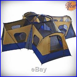 14 Person 20' x 20' Base Camp Family Cabin Tent 4 Rooms Hiking Camping Blue NEW