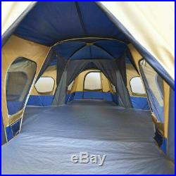 14-Person 4-Room Base Camp Cabin Tent with 4 Entrances Outdoor Family Shelter