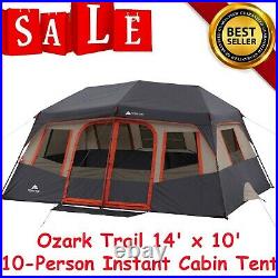 14 x 10 Orange Instant Cabin Tent 10 Person 2 Rooms Outdoor Shelter Camping NEW