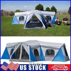 16-Person 3-Room Family Cabin Tent with 9 Windows 3 Entrances Outdoor Camping US