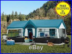 20'X12' NEW Camping Blue Instant Family Cabin 3 Room Large Sealed Tent 12 person
