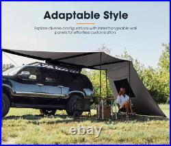 270° Car Awning With Side Wall Free-Standing Car Roll Out Privacy Screens