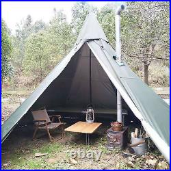 2-Door Green Travel Teepee Tent Camping Equipment Portable 4-Season Pyramid Tent