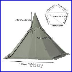 2-Door Green Travel Teepee Tent Camping Equipment Portable 4-Season Pyramid Tent