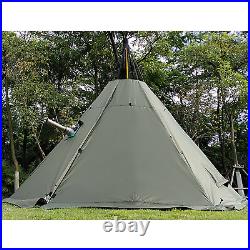 2-Door Green Travel Teepee Tent Camping Equipment Portable 4-Season Pyramid Tent