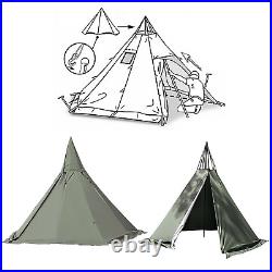 2-Door Green Travel Teepee Tent Camping Equipment Portable 4-Season Pyramid Tent