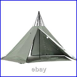 2-Door Green Travel Teepee Tent Camping Equipment Portable 4-Season Pyramid Tent