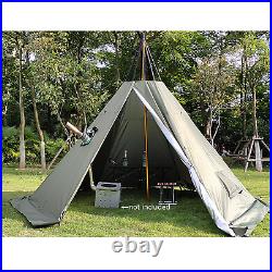 2-Door Green Travel Teepee Tent Camping Equipment Portable 4-Season Pyramid Tent