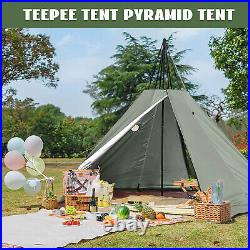 2 Door Outdoor Camping Tent 4-Season Pyramid Teepee Tent For Hiking Fishing