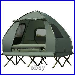 2-Person Compact Portable Pop-Up Tent Camping Cot With Air Mattress & Sleeping Bag