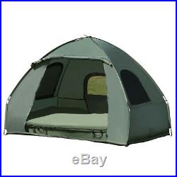 2-Person Compact Portable Pop-Up Tent/Camping Cot withAir Mattress Army Green