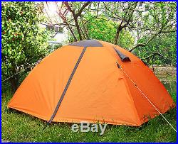 2 Person Orange Double Layer Outdoor Waterproof Camping Hiking Backpack Tent