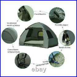 2 Persons Compact Pop Up Camping Tent With Sleeping Bag Air Mattress Foot Pump