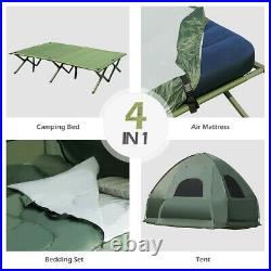 2 Persons Compact Pop Up Camping Tent With Sleeping Bag Air Mattress Foot Pump
