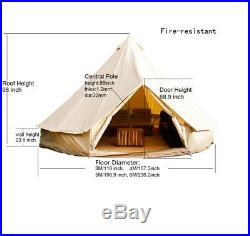 3M4M5M6M Glamping Canvas Bell Tent Waterproof Tipi Teepe Camping Yurt Tent Stove