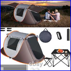 3-4 People Instant Pop Up Tent Camping Table & Chair Set With 2 Cup Holders Hiking