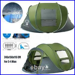 3-4 Person Automatic Pop Up Tent Waterproof Outdoor Large Camping Hiking Tent US