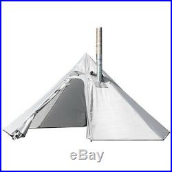 3 Person Lightweight Tipi Hot Tent with Fire Retardant Flue Pipes (Beige)