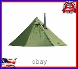 3-Person Tipi Hot Tent with Fire Retardant Stove Jack for Flue Pipes Olive NEW