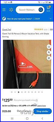 3 Room XL Vacation Lodge Tent 20ft × 11ft Sleeps 10 WithBag