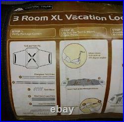3 Room XL Vacation Lodge Tent 20ft × 11ft Sleeps 10 WithBag