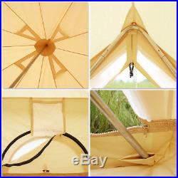 4M Beige Bell Tents Waterproof Cotton Canvas Family Camping Outdoors Beach Tents