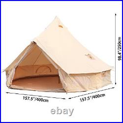 4M Double Door Large Cotton Canvas Bell Tent Glamping Yurt Camping Tent