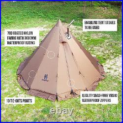 4-6 Person Rock Fortress Hot Tent with Stove Jack 4 Season Family Camping Tent