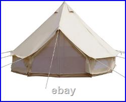 4 Meter Diameter Outdoor Waterproof Canvas Bell Tent, Glamping, Beige
