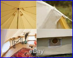 4 Season 5M/16.4FT Waterproof Cotton Canvas Bell Tent with Zipped Ground Sheet