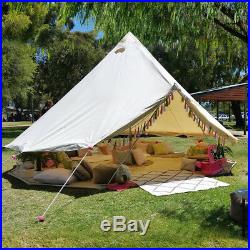 4-Season 5M Cotton Canvas Bell Tent Waterproof Wedding Glamping 6-8 Persons Yurt