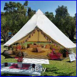 4-Season 5M Cotton Canvas Bell Tent Waterproof Wedding Glamping 6-8 Persons Yurt