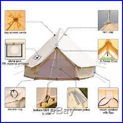 4-Season 6 Meter Large Family Canvas Bell Tent Waterproof Civil War Camping Yurt