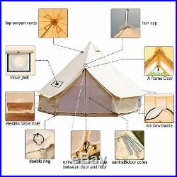 4-Season Bell Tent 3M Cotton Canvas Glamping Waterproof Tents Outdoor Tipi Yurts